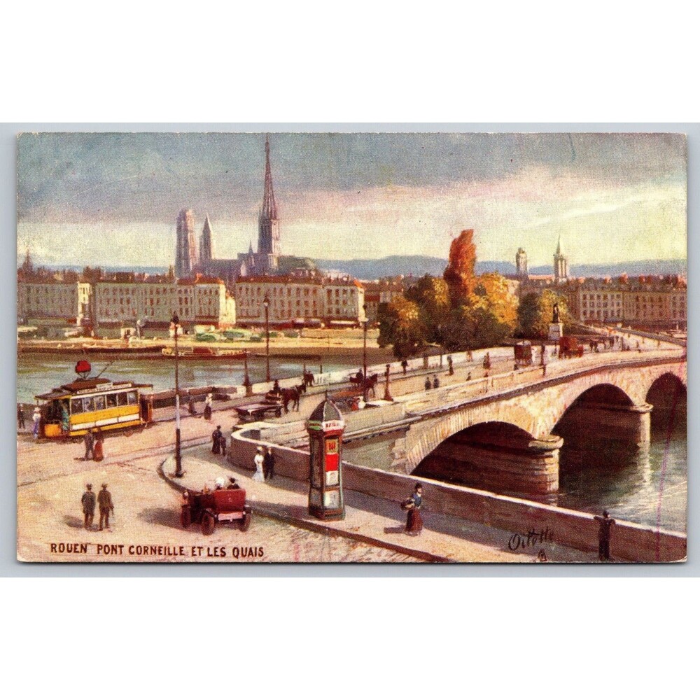 Vintage Raphael Tuck Oilette Postcard Rouen Pont Corneille et les Quais France